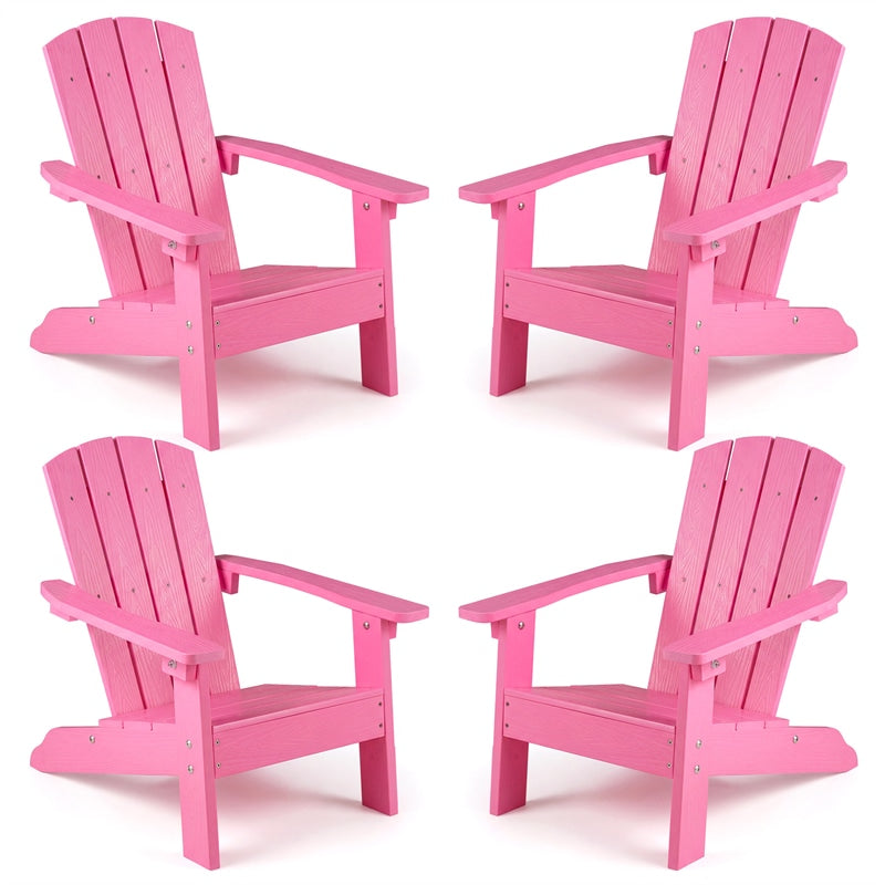 Kids Adirondack Chair, All-Weather HIPS Outdoor Chair with Ergonomic High Backrest & Armrests, Toddler Lawn Patio Seat for Ages 3-8