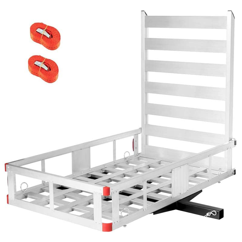 500lbs Aluminum Hitch Cargo Carrier with Ramp & High Side Rails, Heavy-Duty Utility Cargo Rack for Truck SUV Van RV, Fits 2" Class III/IV Receiver