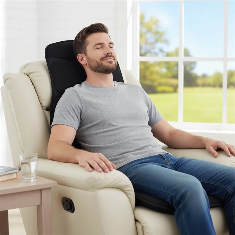 10 Vibration Motors Back Massager Seat Cushion with Heat, Electric Massage Chair Pad with 5 Modes, 3 Speeds & Timer for Pain Relief, Home Office