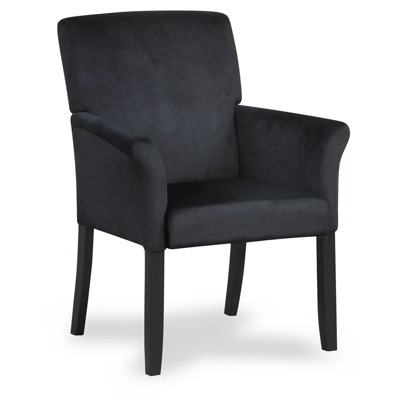 Fabric Upholstered Executive Guest Chair, Waiting Room Reception Chair with Padded Arms & Solid Rubber Wood Legs for Office Meeting Rooms