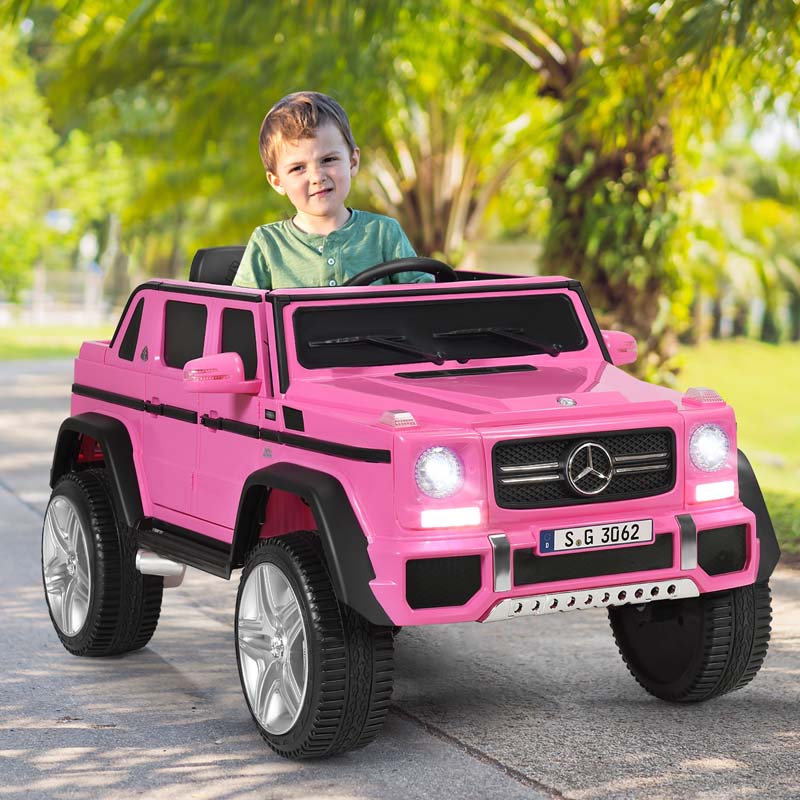 12V Mercedes-Benz G650S Licensed Kids Ride-On Car, Electric Riding Toy Truck with Remote Control, Storage Trunk, LED Lights & Spring Suspension