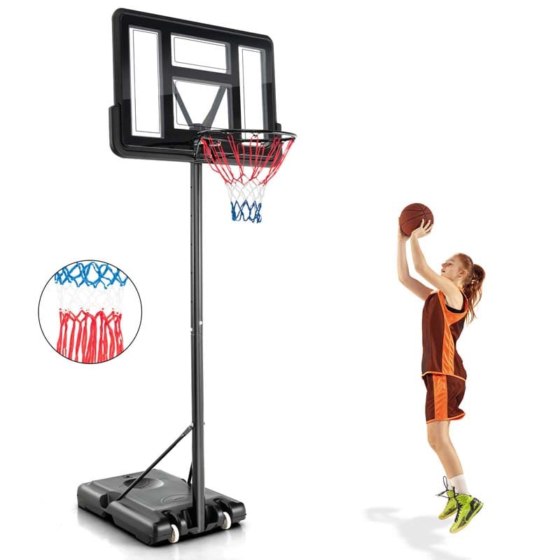 4.25-10 FT Portable Basketball Hoop System, Height Adjustable Basketball Goal with 44" Shatterproof Backboard & 2 Nets for Indoor Outdoor Teens Adults