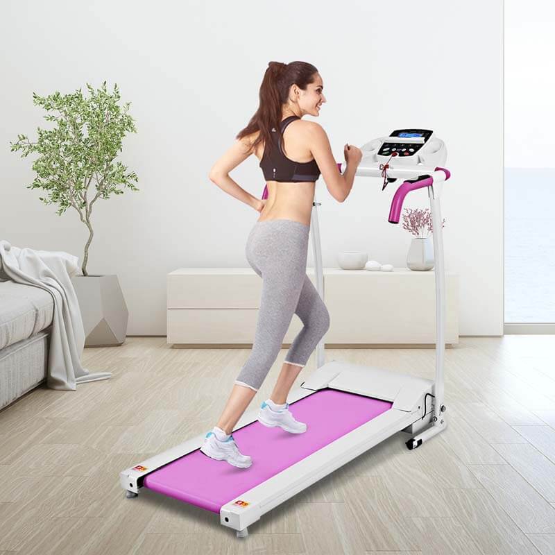 800W Electric Folding Treadmill with 12 Preset Programs, LCD Monitor & Built-in Wheels, Portable Compact Motorized Running Machine for Home Gym