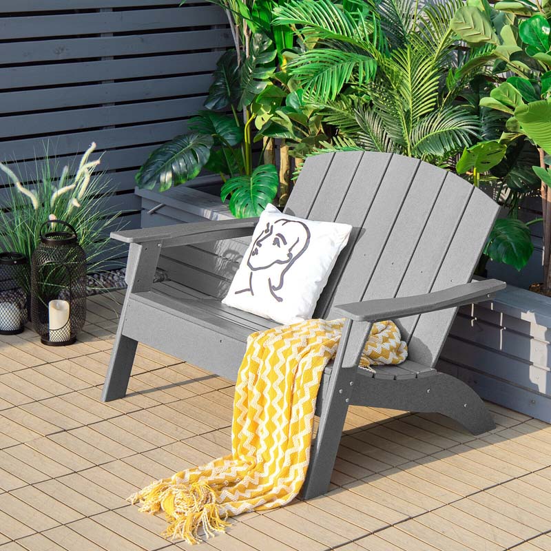 All-Weather HDPE Adirondack Loveseat, Outdoor 2-Person Patio Bench with Wide Armrests & Backrest, 660LBS Capacity for Garden, Backyard, Fire Pit