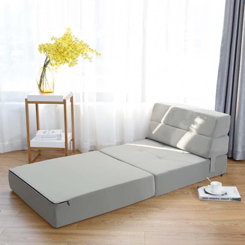 Triple Fold Down Sofa Bed, 3-in-1 Convertible Floor Couch Sleeper with Removable Cover, Padded Foam Guest Futon Lounger Chair for Living Room