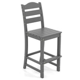 Outdoor HDPE Bar Stool, 30" Tall Patio Bar Chair with High Backrest & Footrest, All-Weather High-Top Barstool for Garden, Backyard