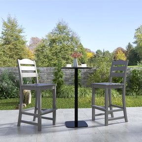 Outdoor HDPE Bar Stool, 30" Tall Patio Bar Chair with High Backrest & Footrest, All-Weather High-Top Barstool for Garden, Backyard