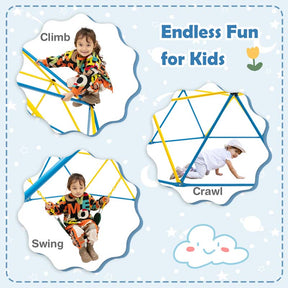 10 FT Geometric Dome Climber with Swing, Upgrade Jungle Gym Monkey Bar for Backyard, Outdoor Climbing Toys for Toddlers