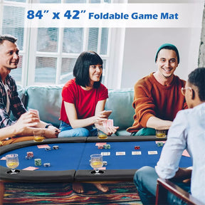 10-Player Triple-Fold Poker Table Top Portable Padded Oval Topper | Eletriclife