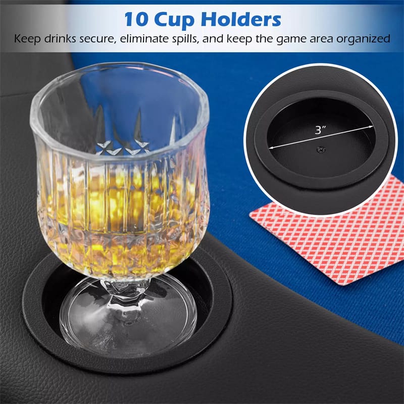 10-Player Triple-Fold Poker Table Top Portable Padded Oval Topper | Eletriclife