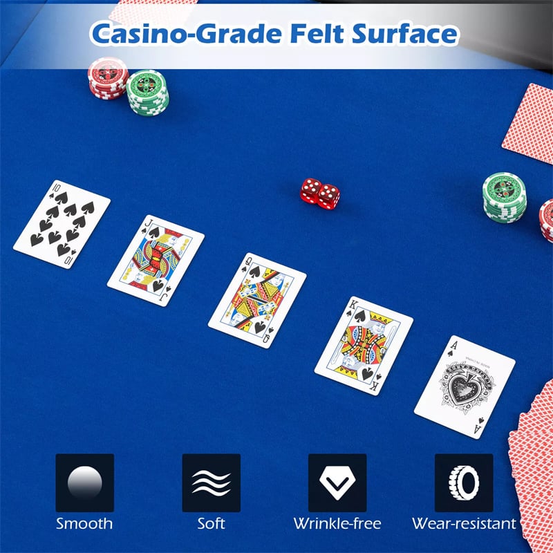 10-Player Triple-Fold Poker Table Top Portable Padded Oval Topper | Eletriclife