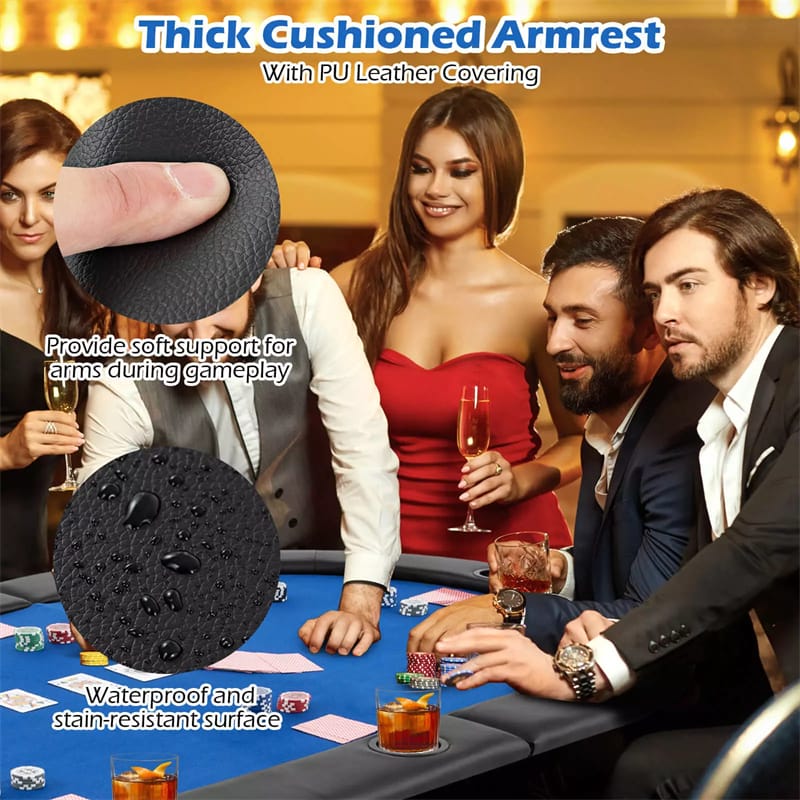 10-Player Triple-Fold Poker Table Top Portable Padded Oval Topper | Eletriclife