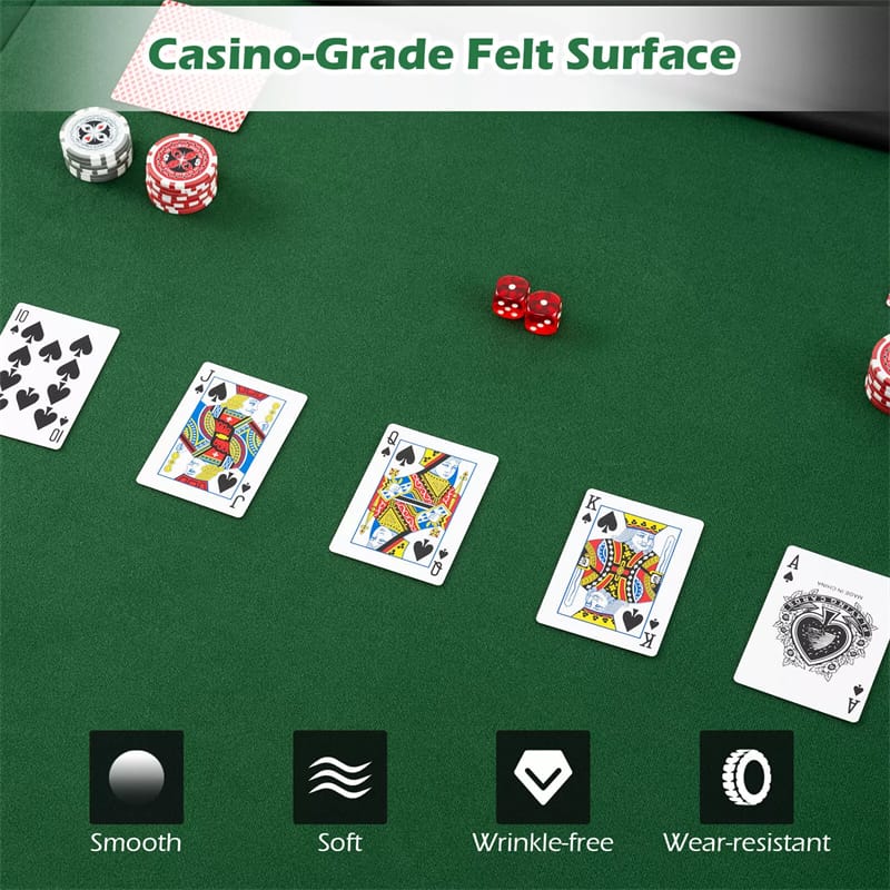 10-Player Triple-Fold Poker Table Top Portable Padded Oval Topper | Eletriclife