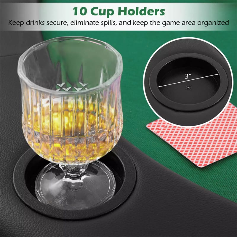 10-Player Triple-Fold Poker Table Top Portable Padded Oval Topper | Eletriclife