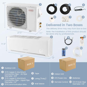 12000 BTU 21 SEER2 Mini Split Air Conditioner & Heater Ductless Inverter System, 208-230V Wall-Mounted AC Unit with Heat Pump