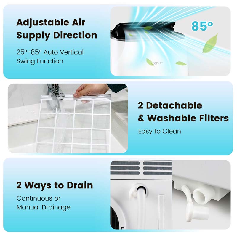 13000 BTU Smart WiFi Portable Air Conditioner, 4-in-1 Stand up AC Unit, Dehumidifier, Heater & Fan for Rooms up to 600 Sq.ft