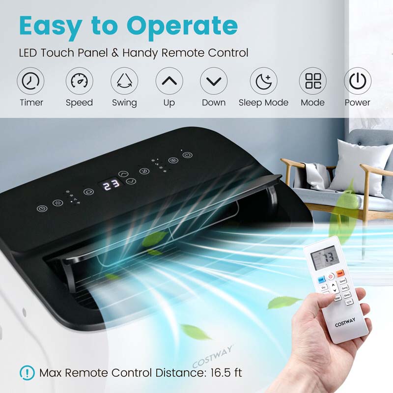 13000 BTU Smart WiFi Portable Air Conditioner, 4-in-1 Stand up AC Unit, Dehumidifier, Heater & Fan for Rooms up to 600 Sq.ft