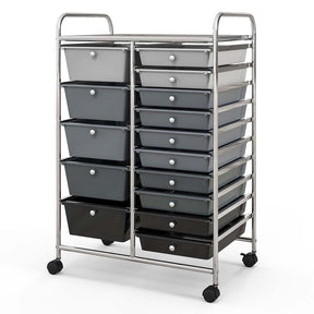 15-Drawer Storage Drawer Cart Tools Scrapbook Paper Organizer Cart Office School Utility Cart Rolling Storage Cart with Wheels