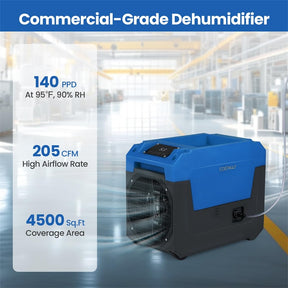 140 Pints Commercial Dehumidifier, 4500 Sq.Ft Portable Industrial Dehumidifier with Pump & Drain Hose for Basements, Warehouse, Job Sites