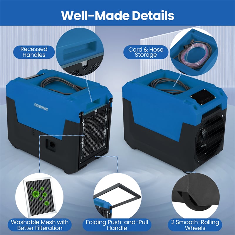 140 Pints Commercial Dehumidifier, 4500 Sq.Ft Portable Industrial Dehumidifier with Pump & Drain Hose for Basements, Warehouse, Job Sites