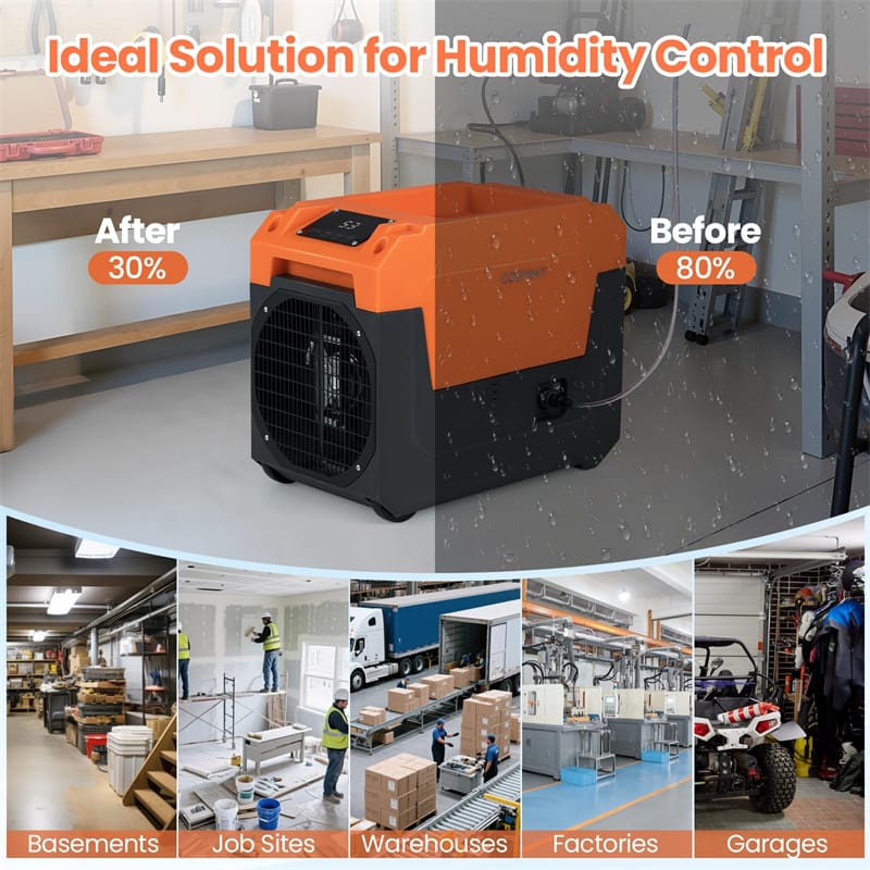 140 Pints Commercial Dehumidifier, 4500 Sq.Ft Portable Industrial Dehumidifier with Pump & Drain Hose for Basements, Warehouse, Job Sites
