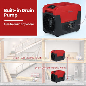 140 Pints Commercial Dehumidifier, 4500 Sq.Ft Portable Industrial Dehumidifier with Pump & Drain Hose for Basements, Warehouse, Job Sites