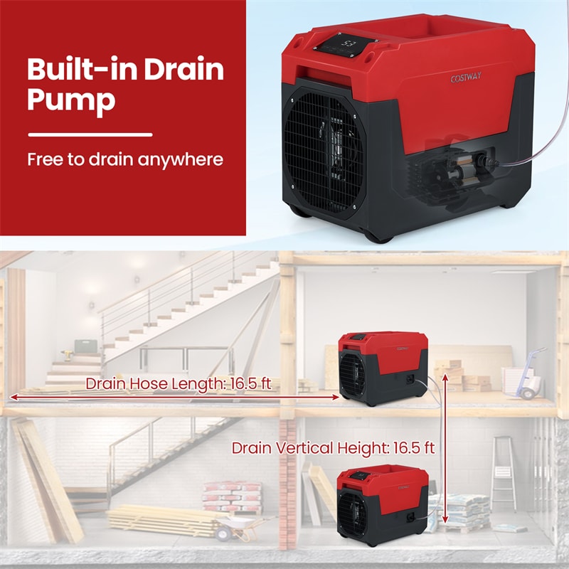 140 Pints Commercial Dehumidifier, 4500 Sq.Ft Portable Industrial Dehumidifier with Pump & Drain Hose for Basements, Warehouse, Job Sites