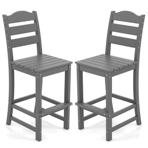 Outdoor HDPE Bar Stool, 30" Tall Patio Bar Chair with High Backrest & Footrest, All-Weather High-Top Barstool for Garden, Backyard