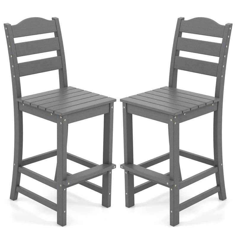 Outdoor HDPE Bar Stool, 30" Tall Patio Bar Chair with High Backrest & Footrest, All-Weather High-Top Barstool for Garden, Backyard