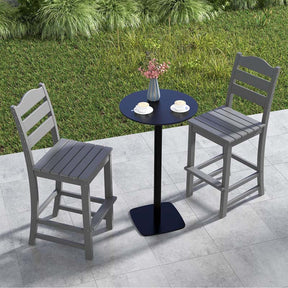 Outdoor HDPE Bar Stool, 30" Tall Patio Bar Chair with High Backrest & Footrest, All-Weather High-Top Barstool for Garden, Backyard