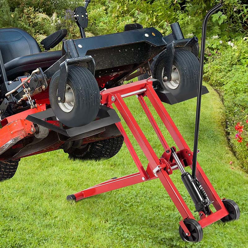 500 LBS Hydraulic Lawn Mower Lift Jack for Riding Tractors, Adjustable Heavy Duty Zero Turn Riding Mower Lift for Maintenance