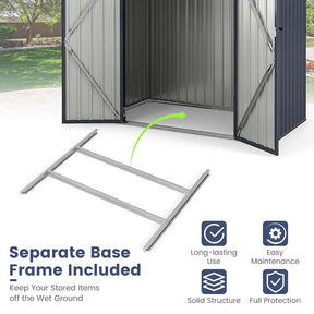 6.3 x 3.5 FT Metal Outdoor Storage Shed Garden Shed Tool Storage House with 4 Vents, Base Floor, Lockable Doors