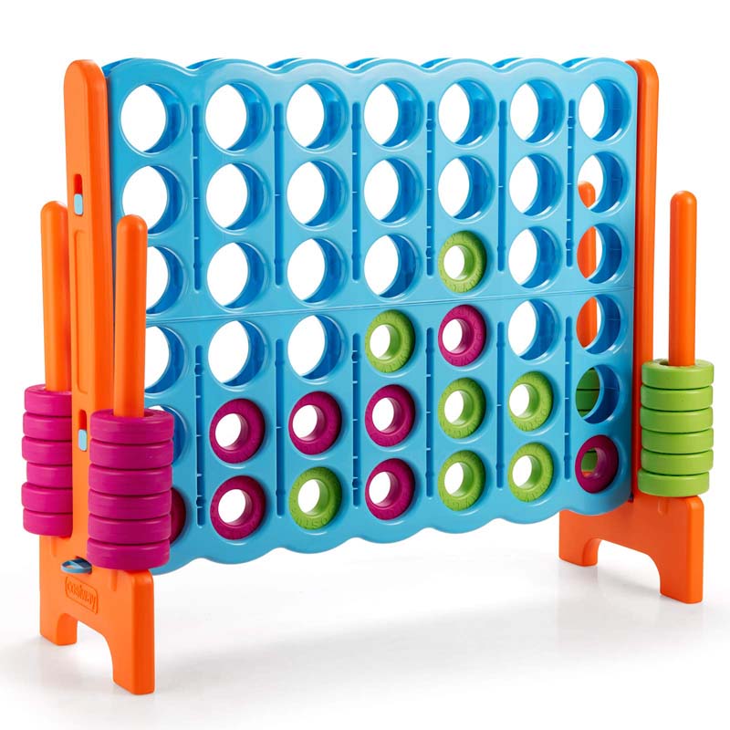 Giant 4-In-A-Row Jumbo 4-to-Score Giant Game Set with 42 Jumbo Rings & Quick-Release Slider