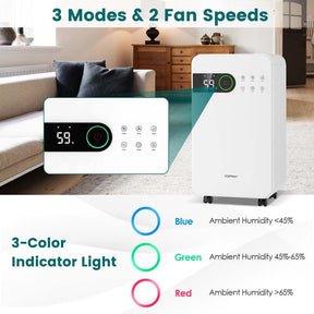 32 Pint Dehumidifier for Home & Basement, 2500 Sq.Ft Dehumidifier with Auto Drain, Sleep Mode, 24H Timer, 4 Wheels & Child Safety Lock