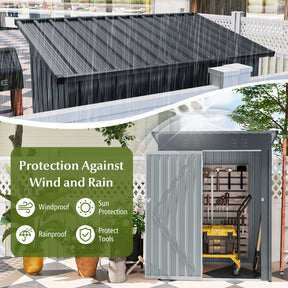 5 x 3 FT Outdoor Storage Shed, Galvanized Metal Tool House with Sloped Roof, 2 Vents, Lockable Door, Waterproof & Windproof Utility Tool Organizer