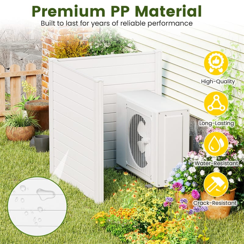 2/4 Panel Air Conditioner Fence, 48"H Outdoor Privacy Screen PP Trash Can Enclosure Decorative Garden Fence with Ground Stakes