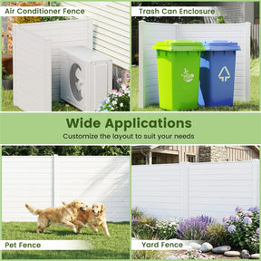 2/4 Panel Air Conditioner Fence, 48"H Outdoor Privacy Screen PP Trash Can Enclosure Decorative Garden Fence with Ground Stakes