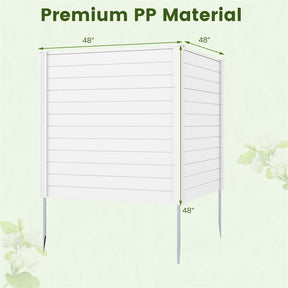 2/4 Panel Air Conditioner Fence, 48"H Outdoor Privacy Screen PP Trash Can Enclosure Decorative Garden Fence with Ground Stakes