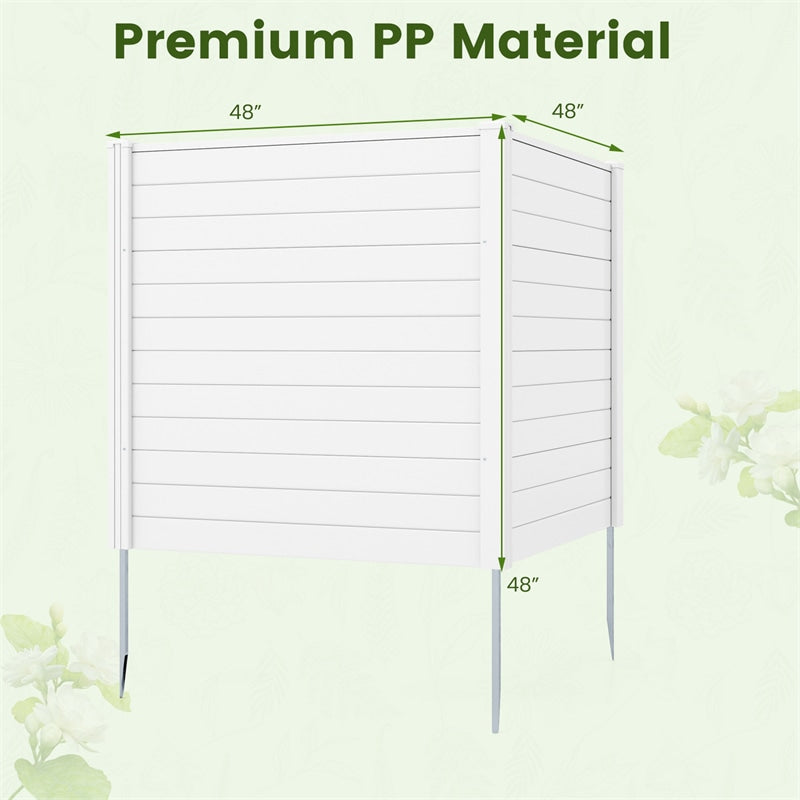 2/4 Panel Air Conditioner Fence, 48"H Outdoor Privacy Screen PP Trash Can Enclosure Decorative Garden Fence with Ground Stakes