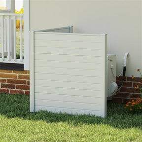 2/4 Panel Air Conditioner Fence, 48"H Outdoor Privacy Screen PP Trash Can Enclosure Decorative Garden Fence with Ground Stakes