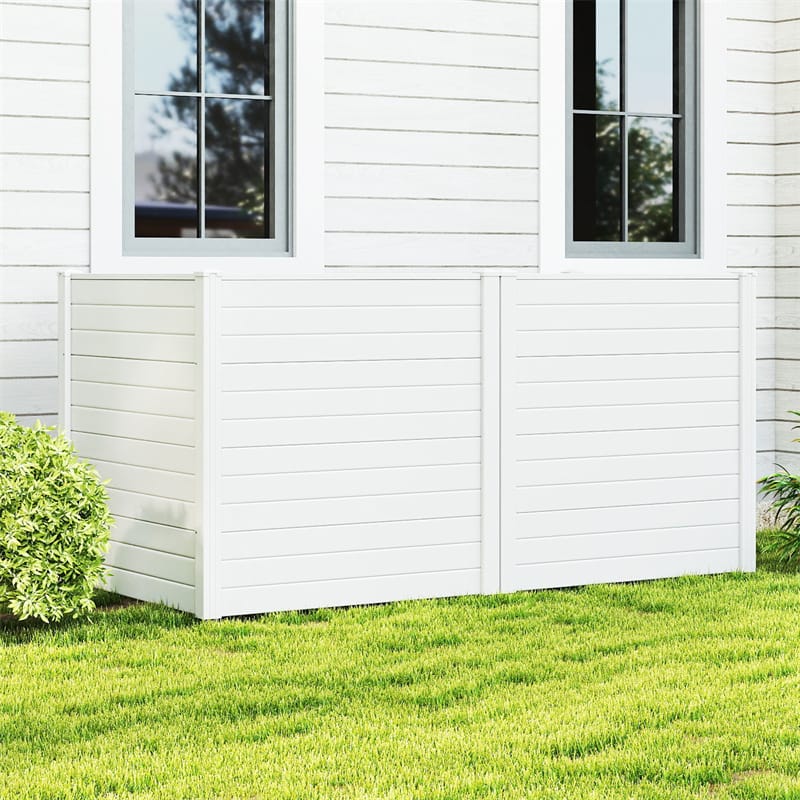 2/4 Panel Air Conditioner Fence, 48"H Outdoor Privacy Screen PP Trash Can Enclosure Decorative Garden Fence with Ground Stakes