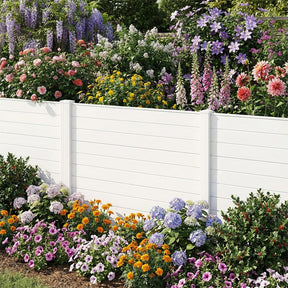 2/4 Panel Air Conditioner Fence, 48"H Outdoor Privacy Screen PP Trash Can Enclosure Decorative Garden Fence with Ground Stakes