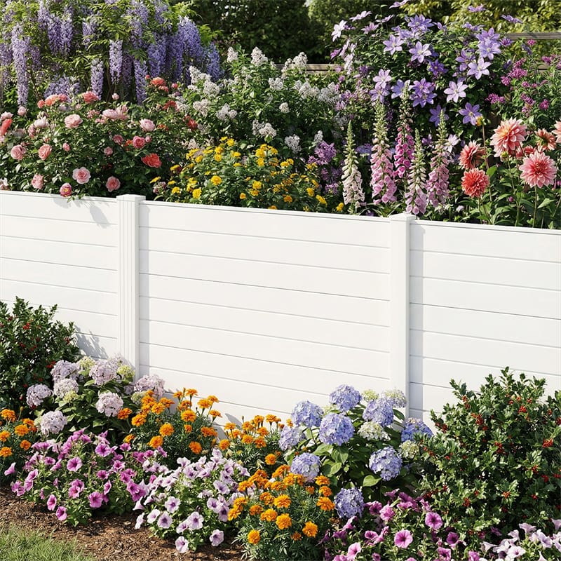 2/4 Panel Air Conditioner Fence, 48"H Outdoor Privacy Screen PP Trash Can Enclosure Decorative Garden Fence with Ground Stakes