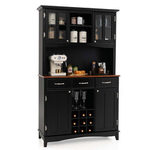 72.5" Kitchen Hutch Storage Cabinet, Pantry Buffet Sideboard with Wine Rack, Microwave Countertop, Drawers & Adjustable Shelves for Dining Room