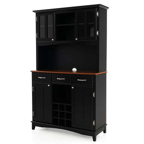 72.5" Kitchen Hutch Storage Cabinet, Pantry Buffet Sideboard with Wine Rack, Microwave Countertop, Drawers & Adjustable Shelves for Dining Room