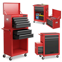 6-Drawer Rolling Tool Chest Cabinet, 2-in-1 Detachable Tool Box Organizer with Auto Locking System & Lockable Wheels for Garage Workshop