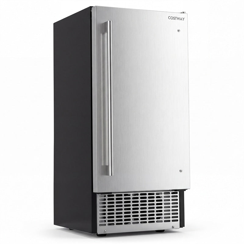 110 LBS/24H Commercial Ice Maker, 15" Built-in Undercounter Ice Machine with 25 LBS Storage & Reversible Door for Home Bar, Restaurant