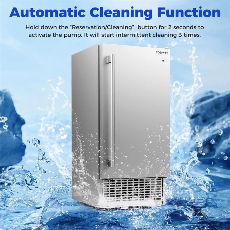 110 LBS/24H Commercial Ice Maker, 15" Built-in Undercounter Ice Machine with 25 LBS Storage & Reversible Door for Home Bar, Restaurant