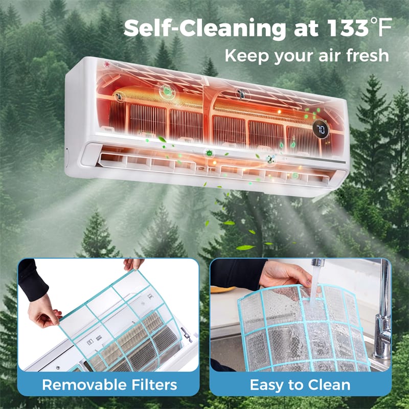 12000 BTU 18.1 SEER2 Mini Split Air Conditioner & Heater, WiFi Alexa Enabled Inverter Ductless AC & Heat Pump System, Cools Up to 600 Sq Ft