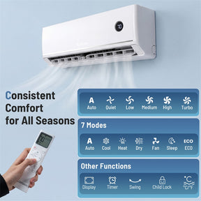 12000 BTU 18.1 SEER2 Mini Split Air Conditioner & Heater, WiFi Alexa Enabled Inverter Ductless AC & Heat Pump System, Cools Up to 600 Sq Ft